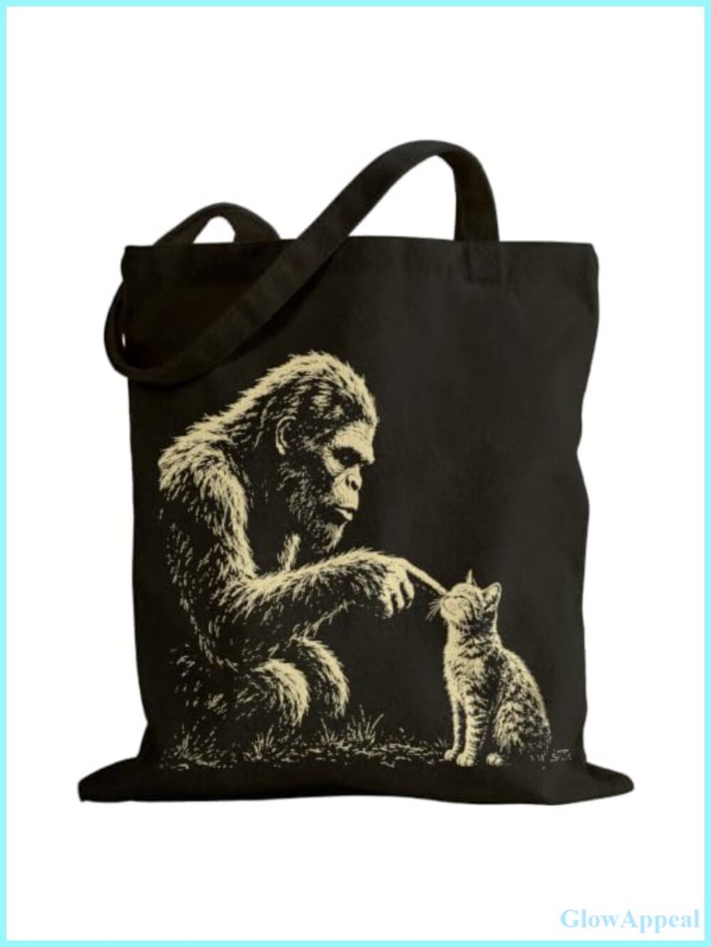 Funny Bigfoot Hand Boop Canvas Tote Bag Humor Reusable Purse